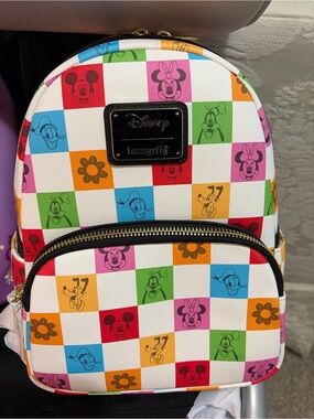 Loungefly Kids Multicolor Disney Checkerboard Mini Backpack